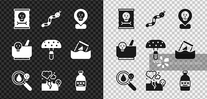桶装放射性废料和蛇图片素材