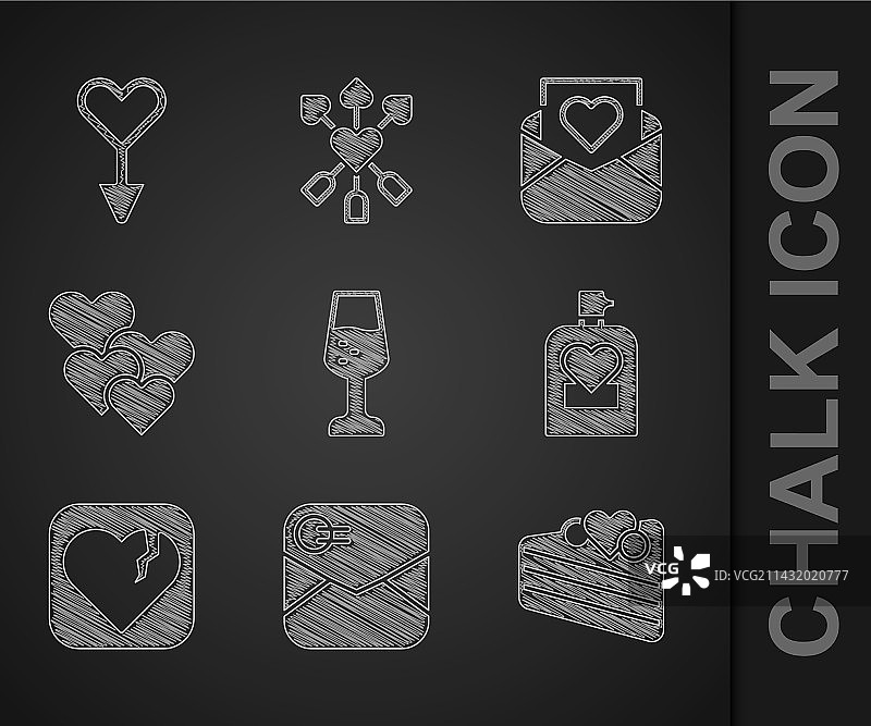 香槟杯情人节信封组合图片素材