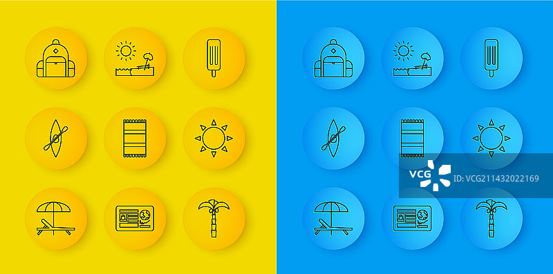 日光浴床、遮阳伞、皮划艇或独木舟图片素材