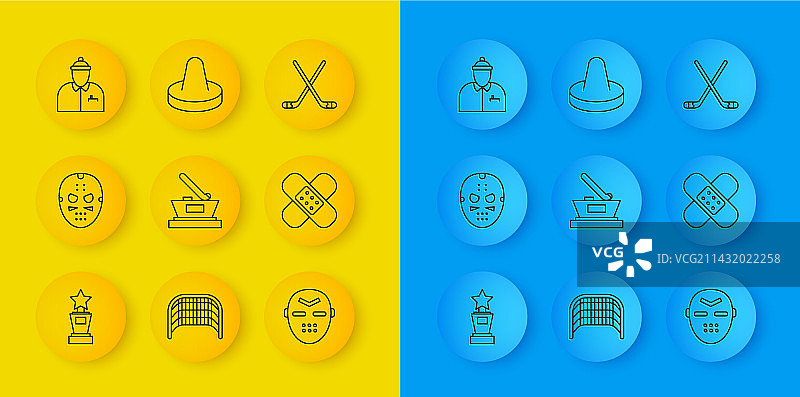 奖杯冰球头盔线条稿图片素材