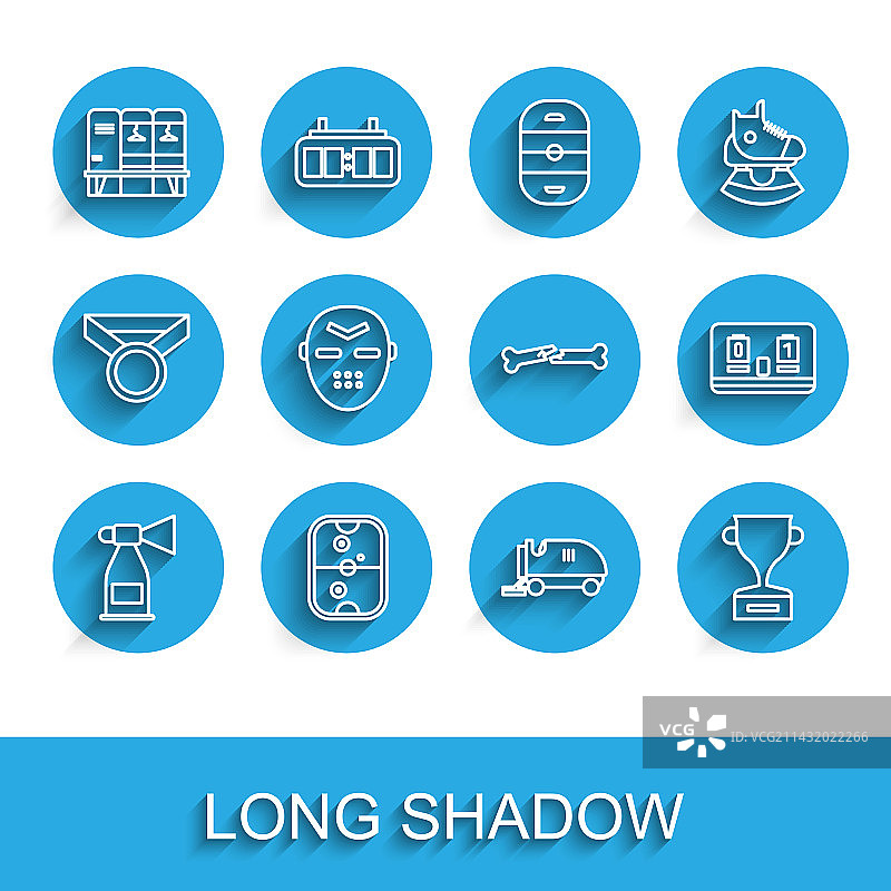 气喇叭、曲棍球台、更衣柜线条组合图片素材