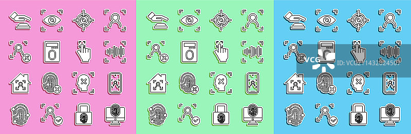 带指纹识别面部的显示器线条设计图片素材