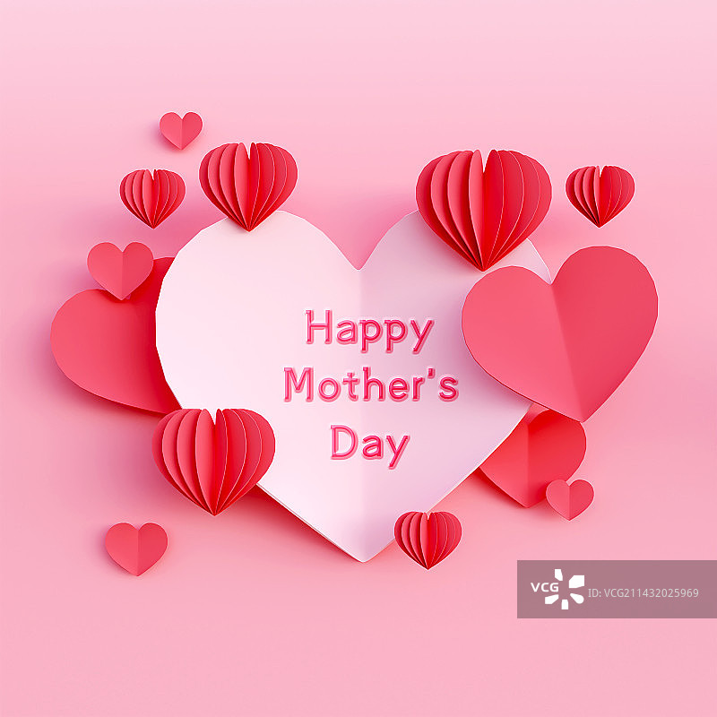 3D立体爱心母亲节海报贺卡图片素材