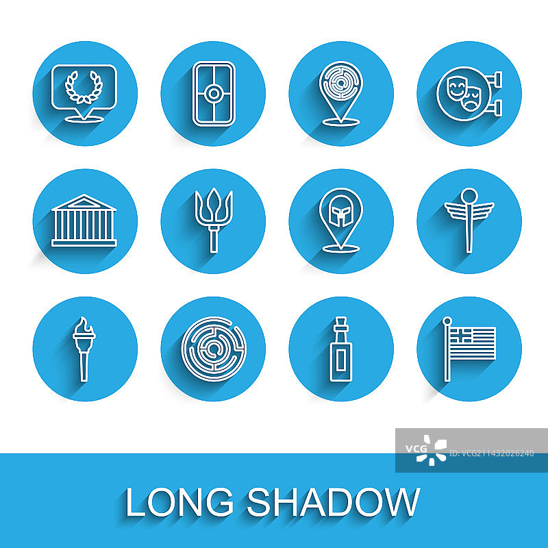 火炬火焰、弥诺陶洛斯迷宫和月桂树图片素材