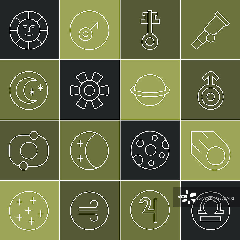 天秤座彗星天王星符号线条设计图片素材