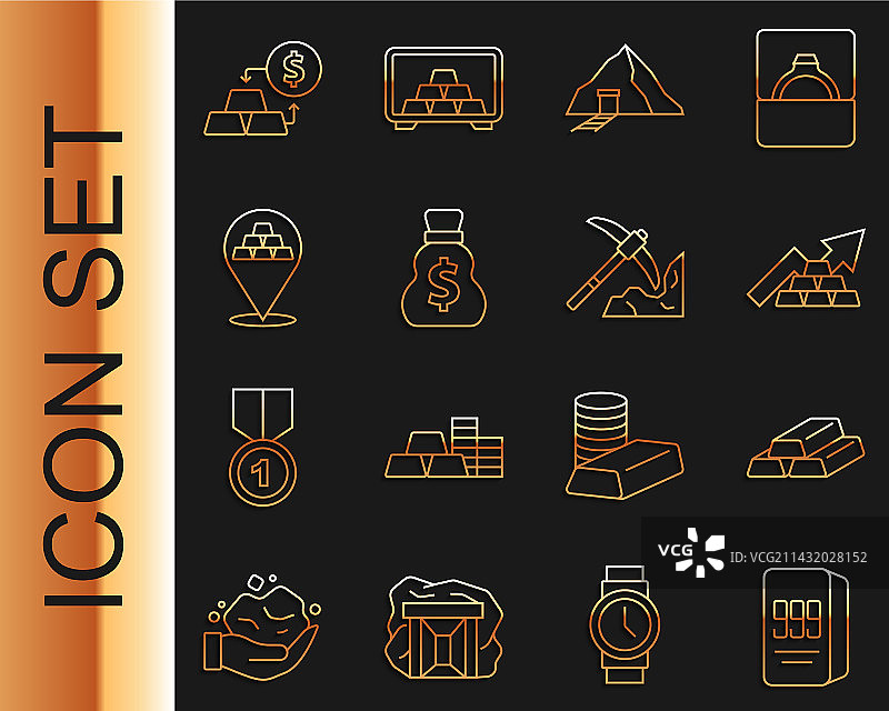 24K金条、增长箭头与金币矢量素材图片素材