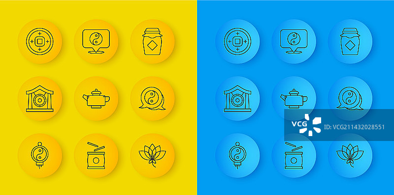 中国风纸灯笼锣鼓乐器线条图片素材