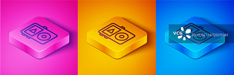 2.5D线条音乐播放器图标，粉色背景图片素材