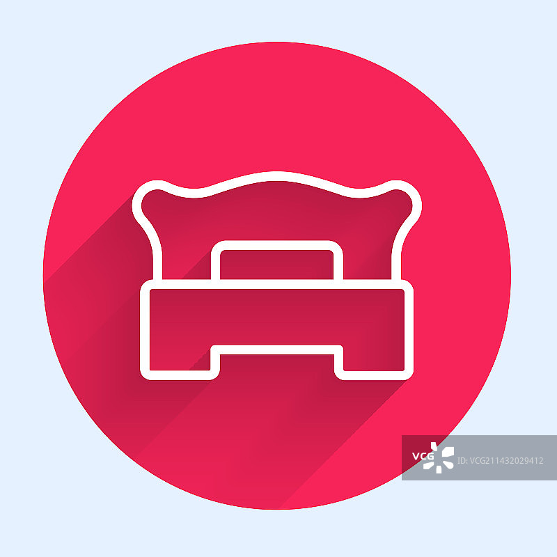 白色线条卧室图标，长阴影隔离图片素材