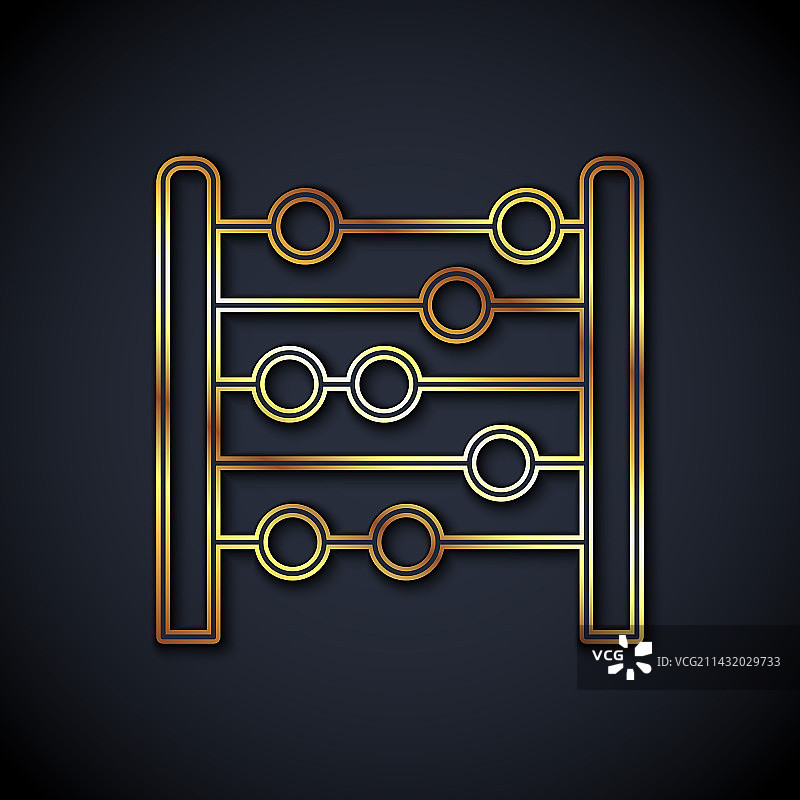 黑色背景上的金色算盘图标图片素材