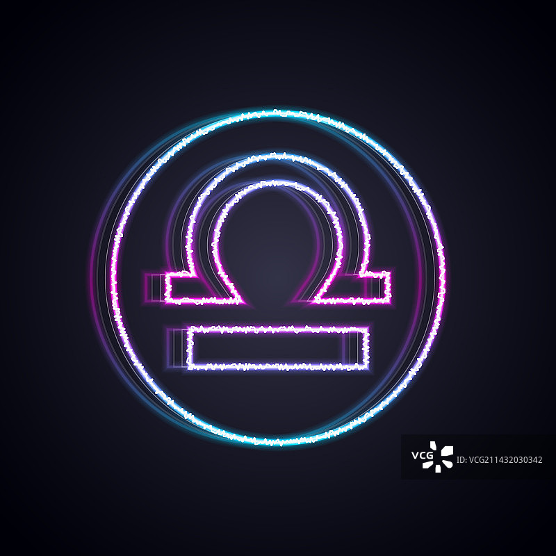 发光的霓虹灯天秤座星座标志图片素材
