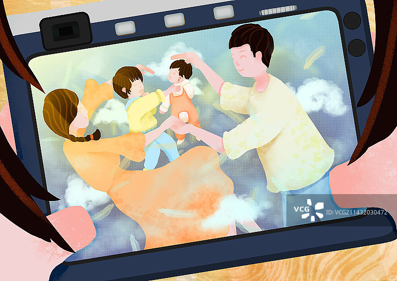 温馨的四口之家图片素材