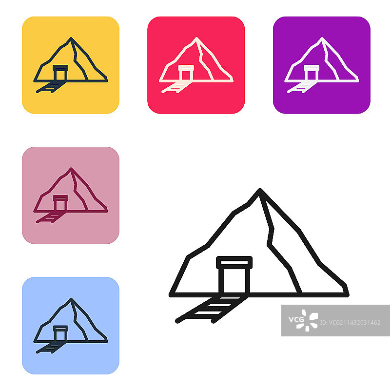 白色背景上的黑色线条金矿图标图片素材