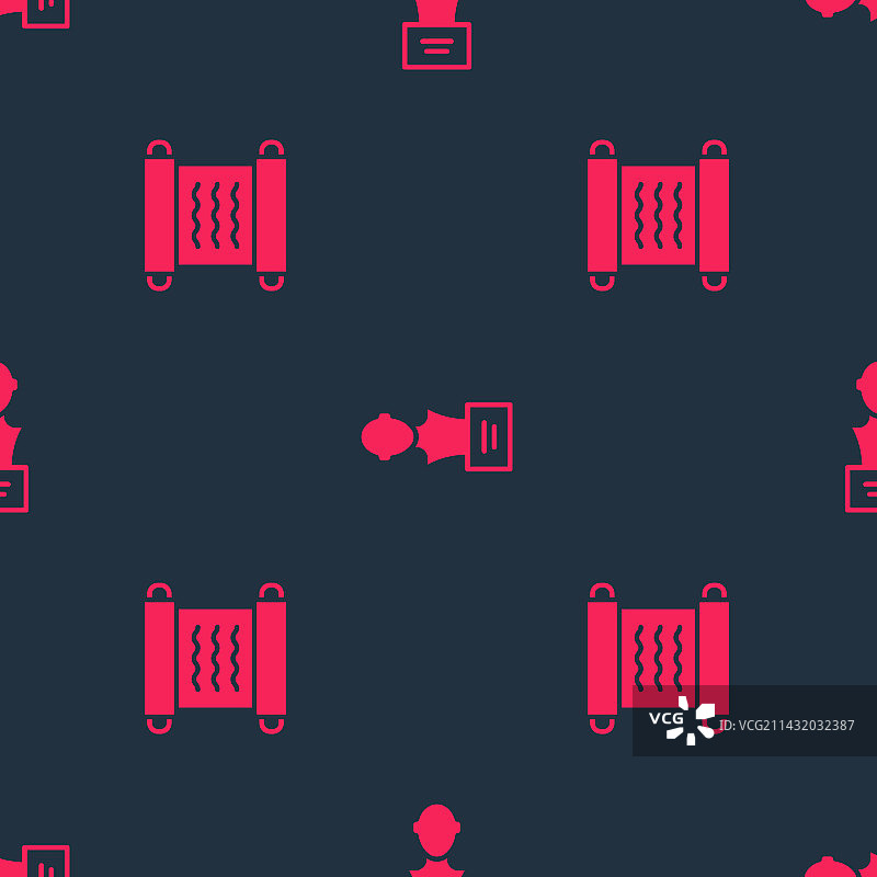 纸莎草卷轴和石膏头像雕塑半身像套装图片素材