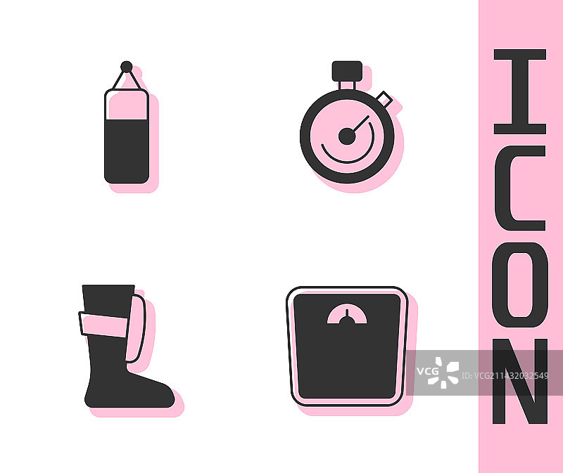 浴室秤、拳击袋与运动拳击图片素材