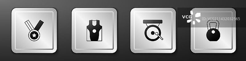 奖牌、拳击服、T恤和锣图片素材