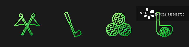 高尔夫球旗俱乐部渐变线性图标图片素材