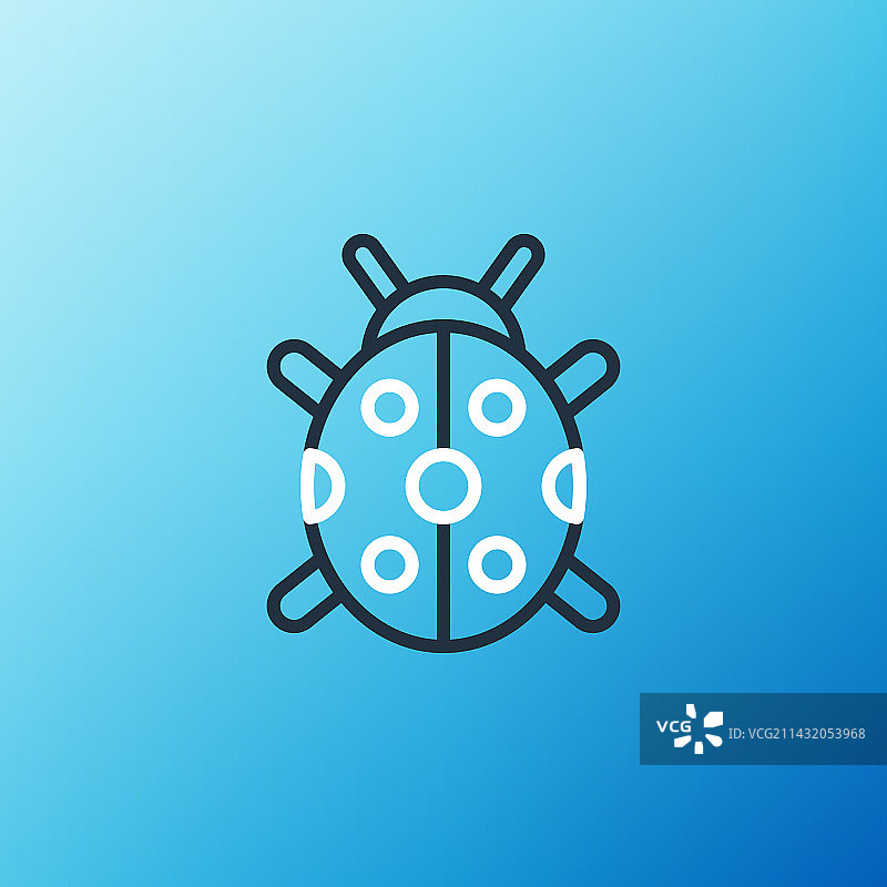 蓝色背景上的瓢虫图标线条图片素材