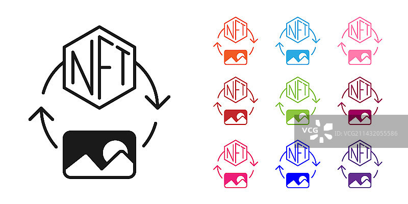 黑色NFT数字加密艺术图标图片素材