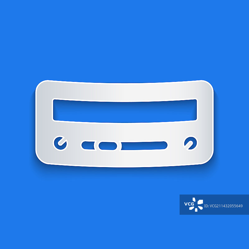 蓝色背景上的剪纸风格汽车音响图标图片素材