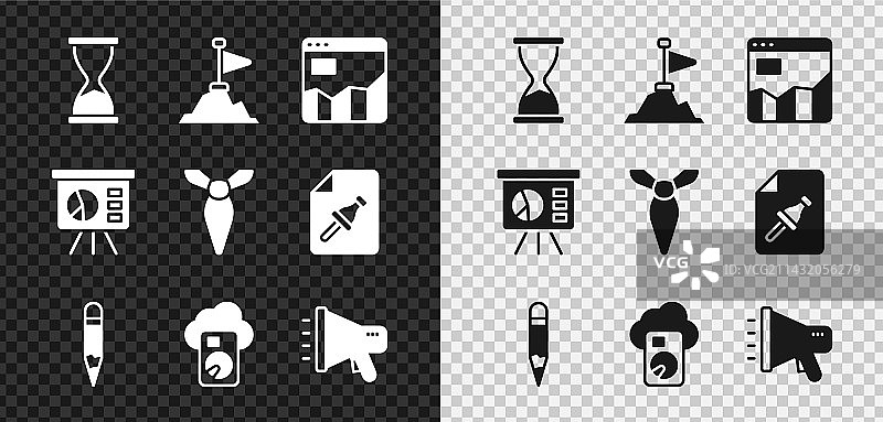 复古沙漏与山顶旗帜图片素材