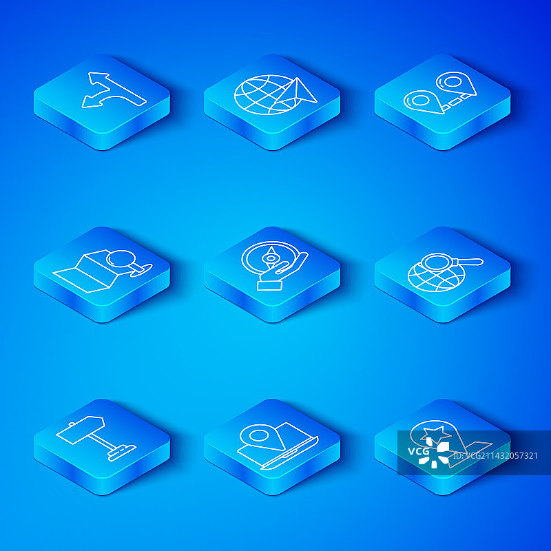 道路交通标志指南针笔记本电脑线条组合图片素材