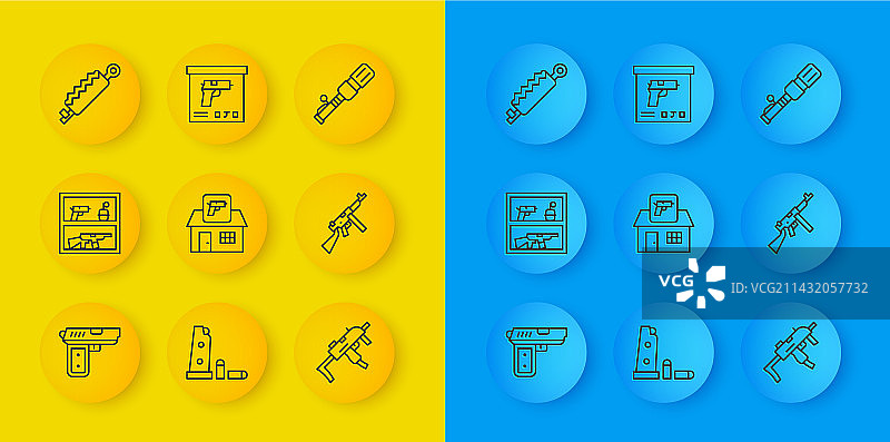 手枪或猎枪狩猎商店武器MP9I线条图标图片素材