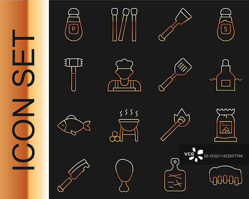 烤猪肉烧烤排骨煤炭袋线条图片素材