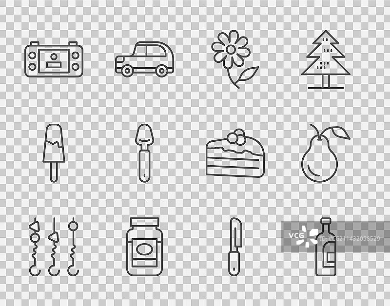 烤肉串瓶子线条设计图片素材