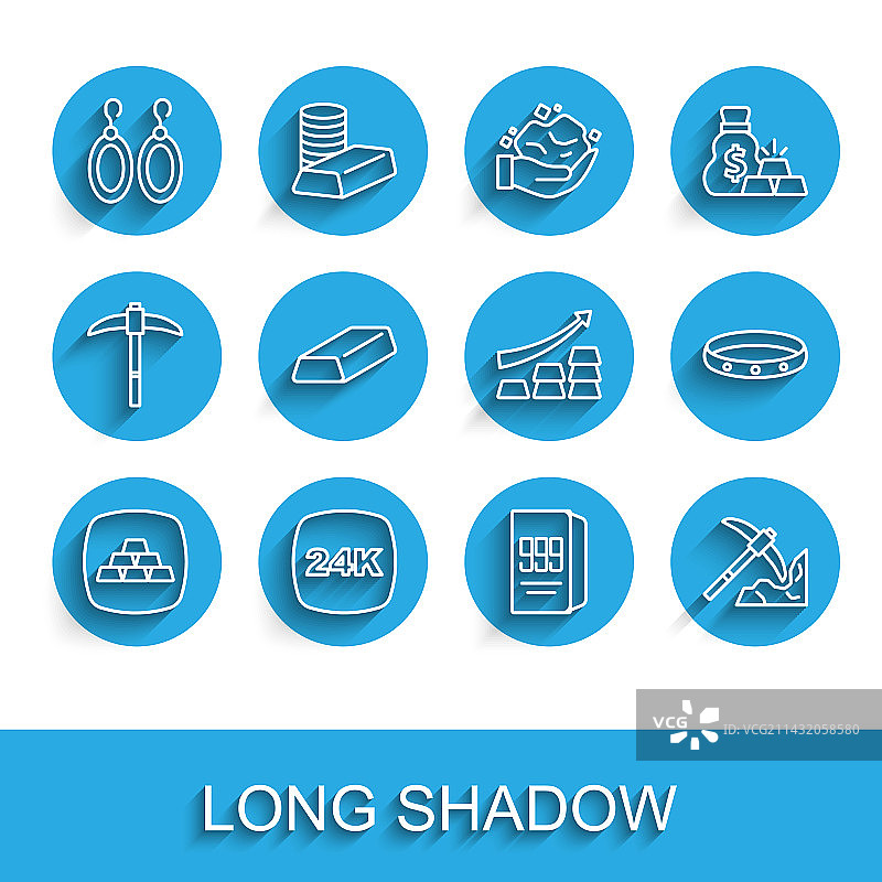 线条金条24K耳环采矿图片素材