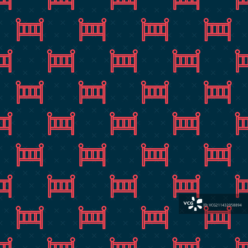 红色线条婴儿床图标图片素材