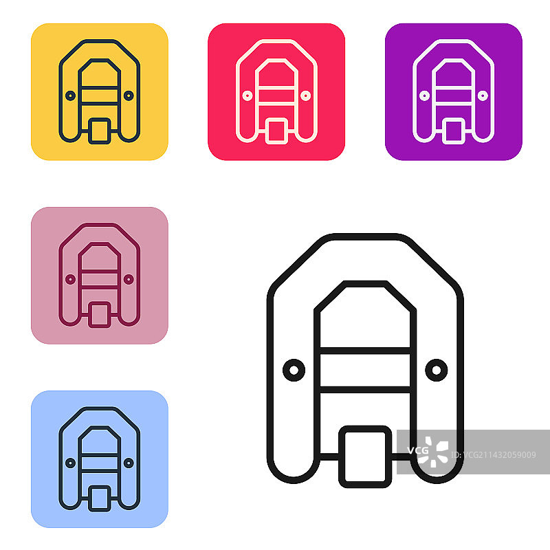 白色背景上的黑色线条漂流船图标图片素材