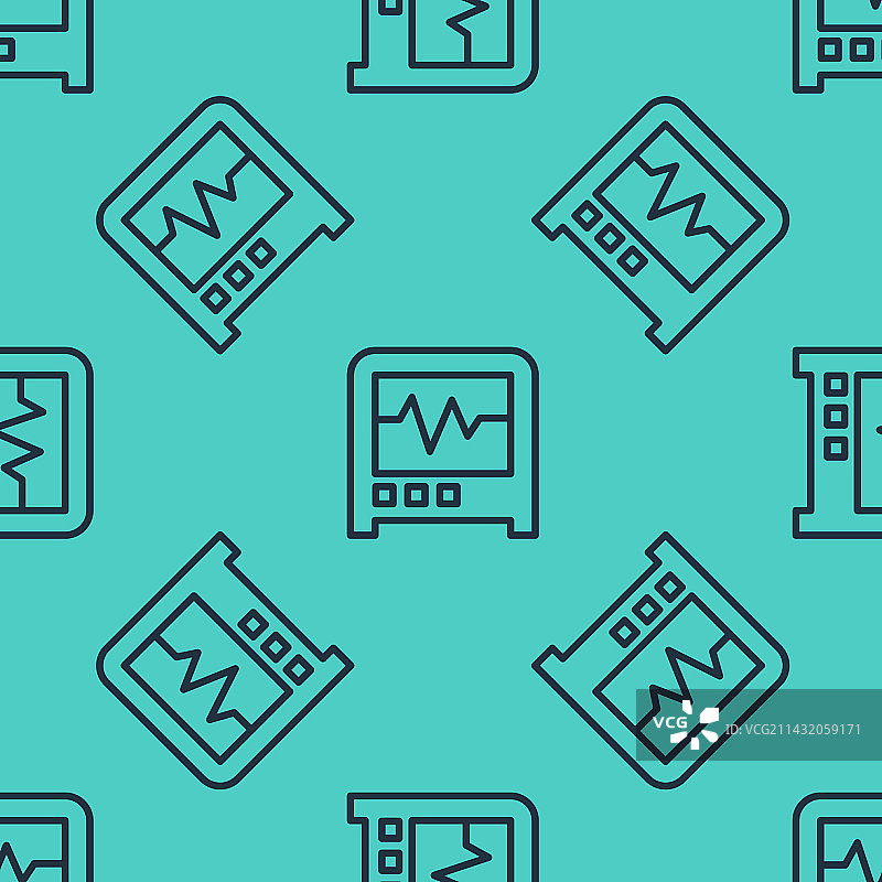 黑色线条地震仪图标，无缝背景图片素材