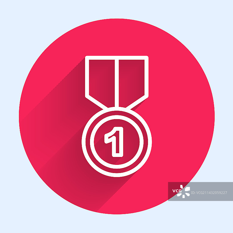 带有长阴影的白色线条金质奖章图标图片素材