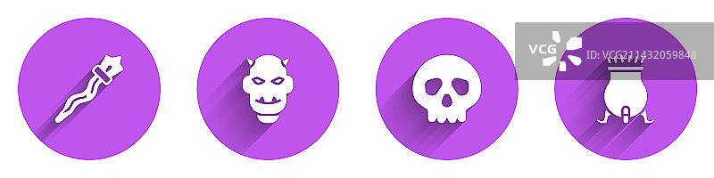 魔法杖恶魔角面具套装图片素材