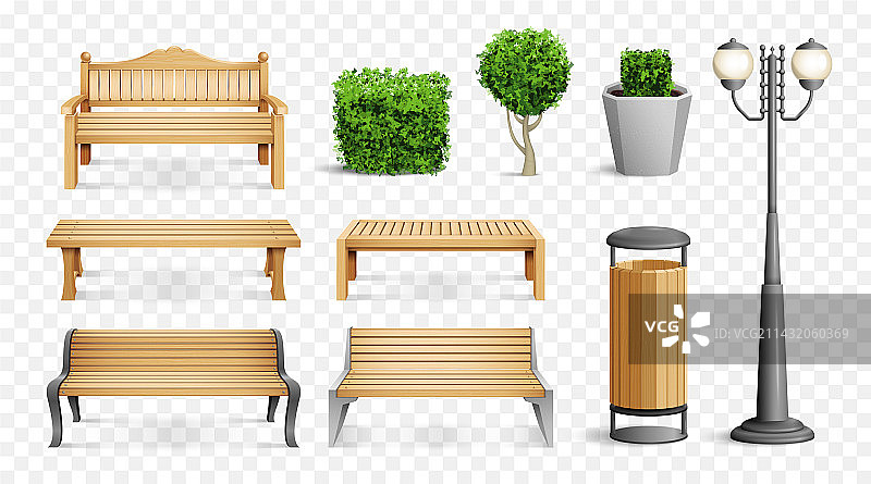 逼真公园元素合集图片素材