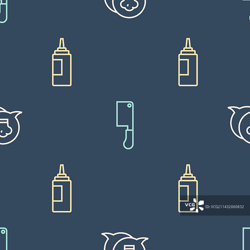 厨师帽、语音气泡、酱汁瓶等线条设计图片素材