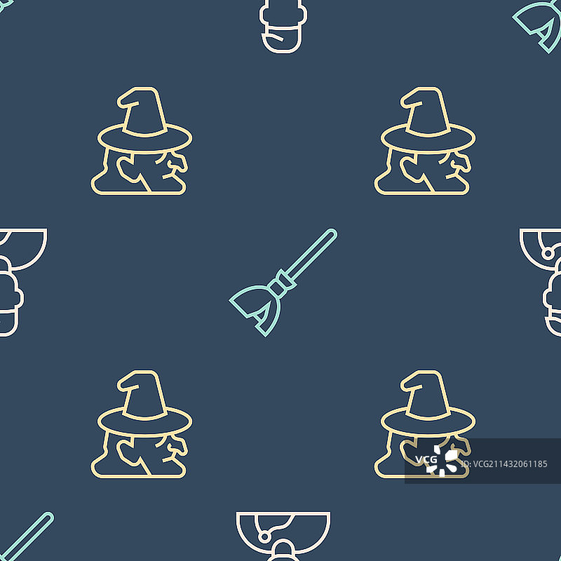 巫师、女巫和女巫扫帚等元素合集图片素材