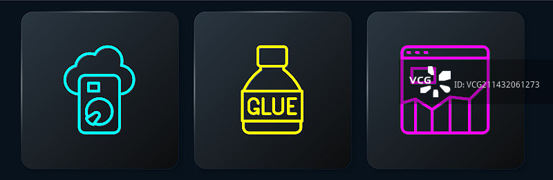 线条云朵图案：数据库、图表信息图片素材