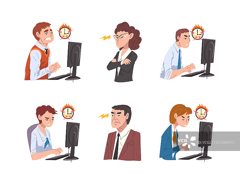 未能在截止日期前完成任务的男女办公室工作人员图片素材