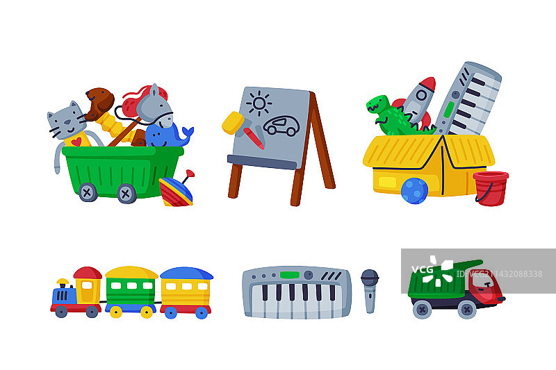 幼儿园里不同的彩色儿童玩具图片素材
