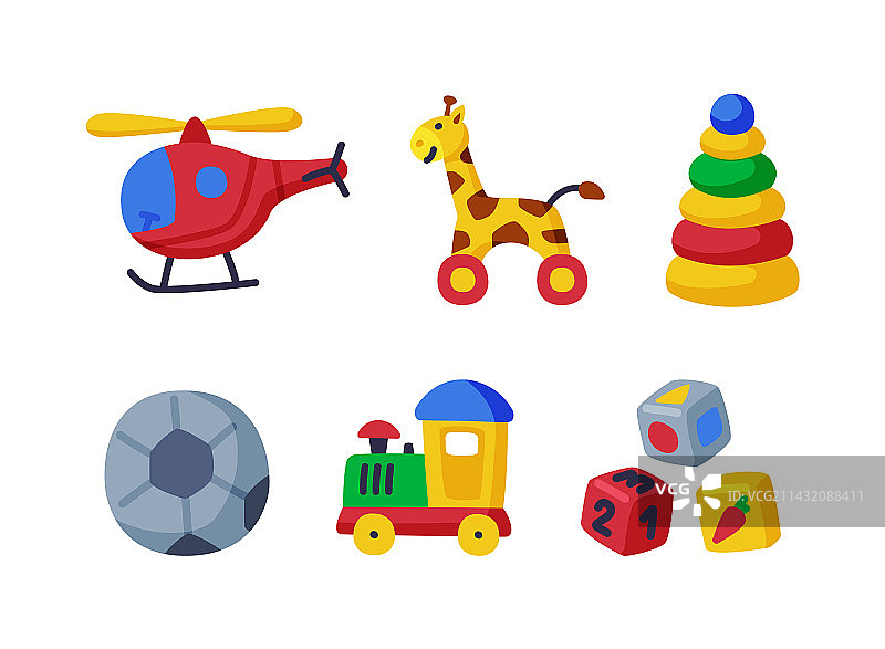 幼儿园里不同的彩色儿童玩具图片素材