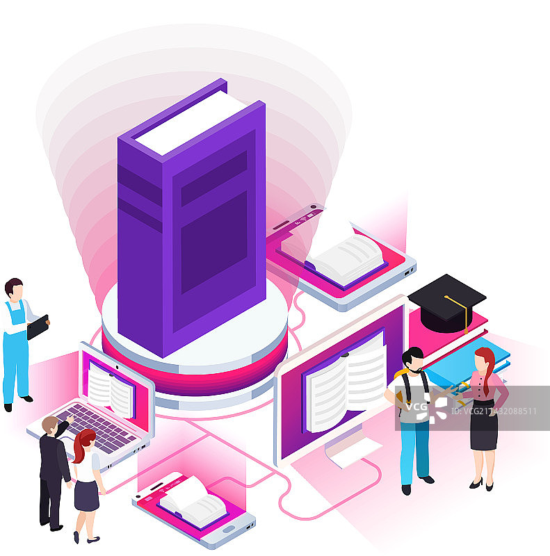 在线学习2.5D概念图片素材