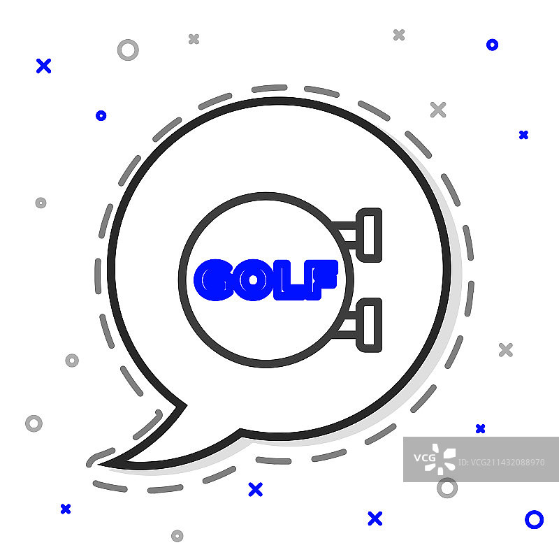 白色背景上的高尔夫运动俱乐部线条图标图片素材