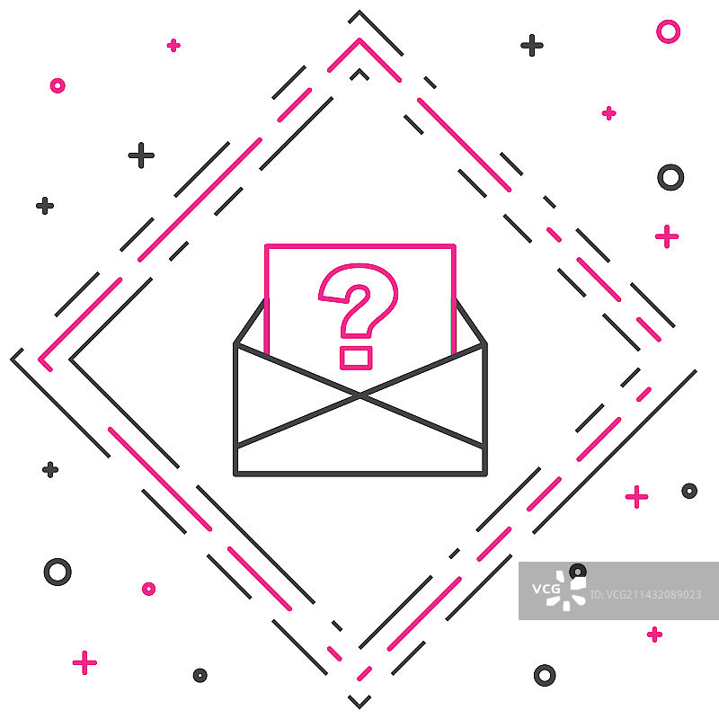 带问号图标的信封线条设计图片素材