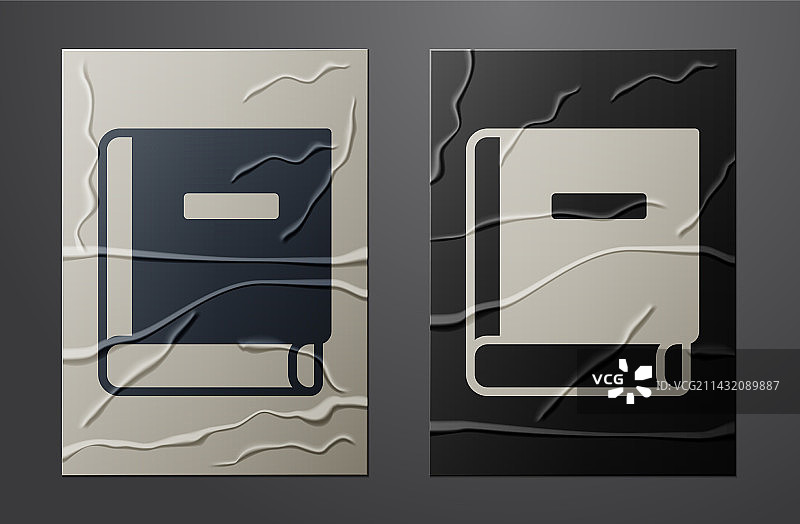 白色科学书籍图标，在褶皱纸上图片素材