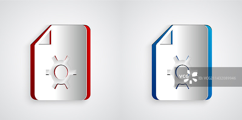 纸雕风格文档设置齿轮图标图片素材