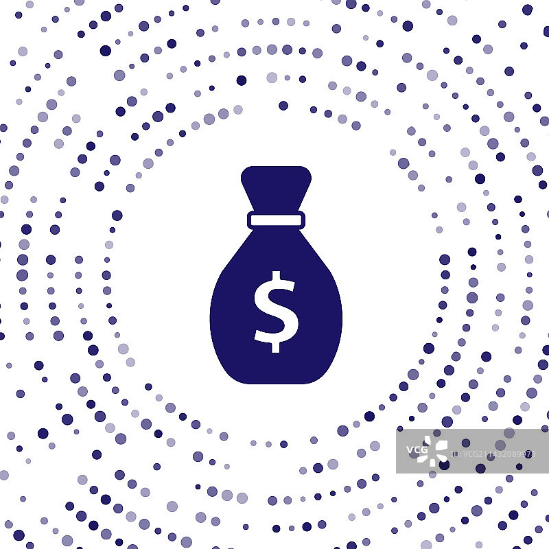 白色背景上孤立的蓝色旧钱袋图标图片素材