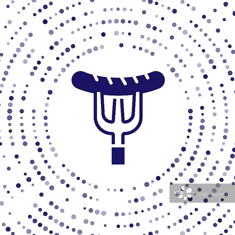 白色背景上的蓝色香肠叉子图标图片素材