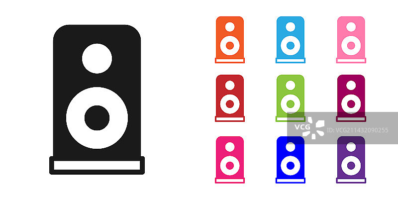 白色背景上的黑色立体扬声器图标图片素材